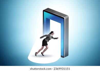 Mobile phone addiction with businesswoman - Shutterstock ID 2369931151