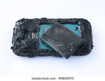 Mobile phone battery explodes and burns due to overheat danger of using smart phone.