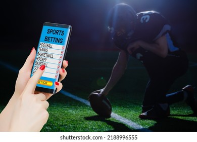 Mobile Phone And Betting During A American Football Match