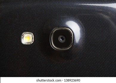 Mobile Phone Camera And Flash Close Up.