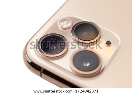 mobile phone camera on a white background.