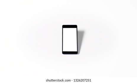 Mobile phone with empty white blank screen mockup isolated on white background. With shadow and copy space. - Shutterstock ID 1326207251