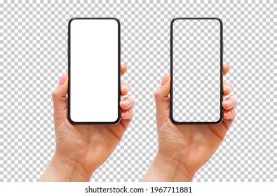 Mobile phone in hand, checkered background pattern