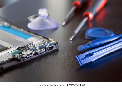 Mobile Phone Repair Tools Black Background
