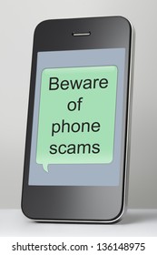 Mobile Phone With Scam Text Message Speech Bubble