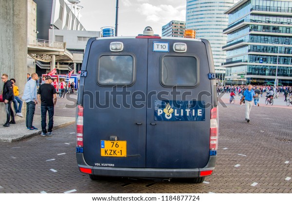 Mobile Police Van Around The Johan\
Cruijff Arena At Amsterdam The Netherlands\
2018