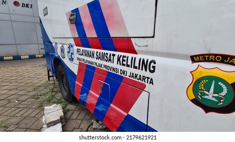 Mobile Samsat Is A Car For Managing Vehicle Tax Taxation. Samsat,North Jakarta. 18 July 2022.