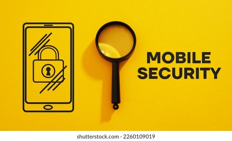 Mobile security is shown using a text