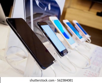 Mobile Smartphone In Electronic Store