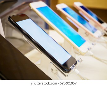 Mobile Smartphone In Electronic Store