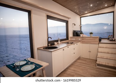 Mobile tiny house interior. Great for outdoor experiences and wildlife. Lots of space and pure adventure. 