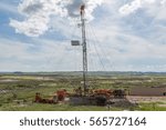 Mobile unit set up to drill the pilot exploratory hole for fossil fuel.