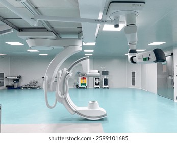 A mobile X-ray imaging machine, C-arm, a mobile rontgen that used in the operating room. Medical concept
