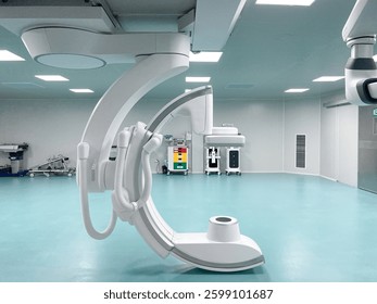 A mobile X-ray imaging machine, C-arm, a mobile rontgen that used in the operating room. Medical concept