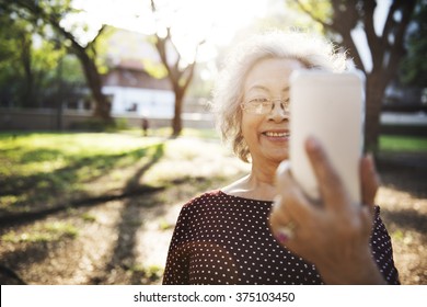 Mobility Senior Adult Online Selfie Concept