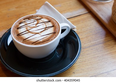 Mocha Coffee In The Wood Table