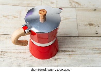 Mocha Pot On Wooden Floor, Coffee Machine