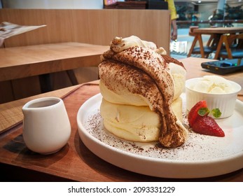 Mochaccino Flavored Japanese Souffle Pancakes