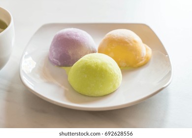 Mochi Ice Cream On Plate