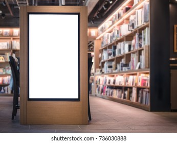 Mock Up Banner Light Box Bookstore Interior Background