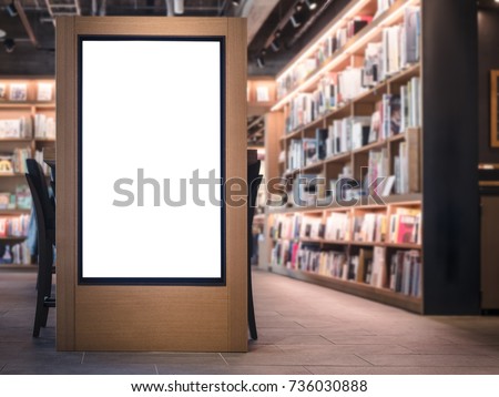 Mock up Banner Light box Bookstore interior Background