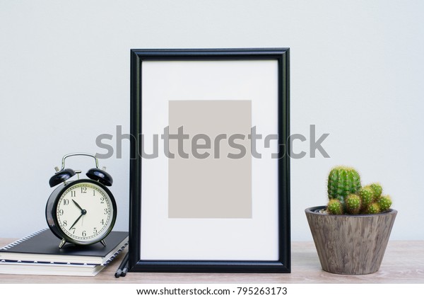 Mock Black Frame Cactus Plant Book Royalty Free Stock Image Mock Black Frame Cactus Plant Book