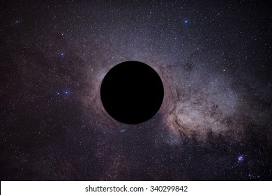 The Mock Of Black Hole In Front Of Milky Way.