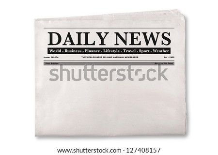 Mock up of a blank Daily Newspaper with empty space to add your own news or headline text and pictures.