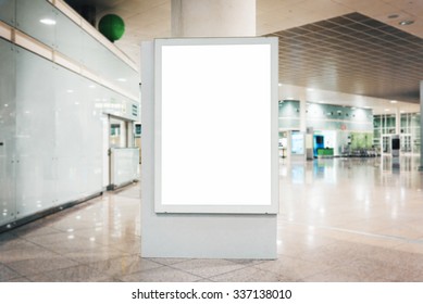 Mock up of blank light box in airport - Shutterstock ID 337138010