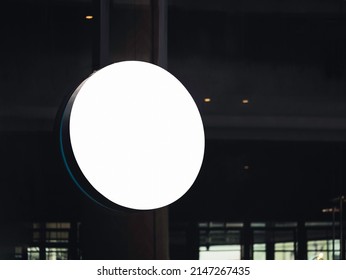 Mock Up Circle Signage Light Box Shop Logo Business Identity