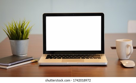 Mock up Copy Space Blank Screen Concept Business Working on Laptop. 