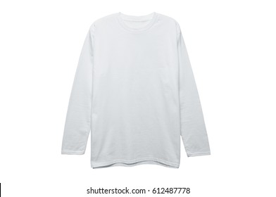 Mock Up Cotton Long Sleeve T Shirt Color White On White Background
