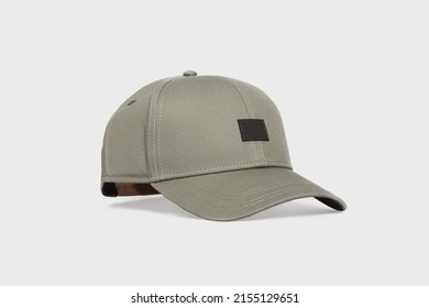 Mock up of grey khaki men's classic basic baseball cap hat for sun protection isolated on white background, template, product picture - Shutterstock ID 2155129651