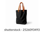 mock up image of a canvas bag, cotton bag or plain goodie bag with a combination of black and orange on a white background

