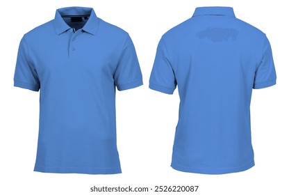 mock up image of a plain blue front and back polo shirt on a white background

 - Powered by Shutterstock