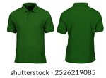 mock up image of a plain green front and back polo shirt on a white background

