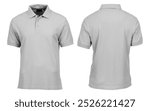 mock up image of a plain polo shirt front and back in gray on a white background

