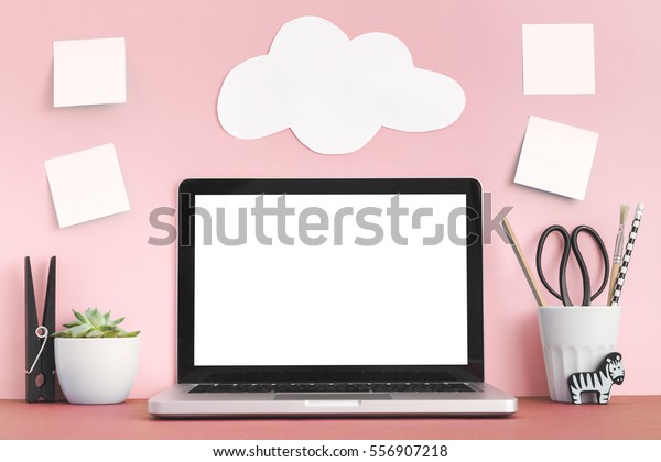 Mock Laptop Notebook On Young Student Stock Photo Edit Now 556907218