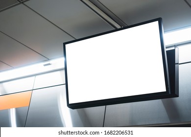 Mock Up LCD Screen Blank Digital Tv Media Display Indoor Public Building Subway Station