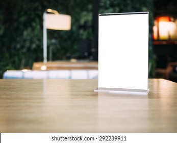 Mock Up Menu Frame On Table In Restaurant Cafe