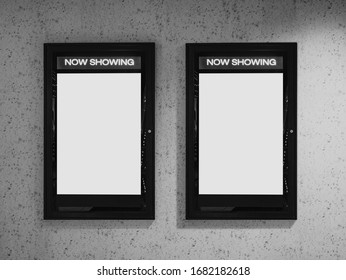 Mock up poster frame on wall Cinema Now showing movie Poster in Movie theatre - Shutterstock ID 1682182618