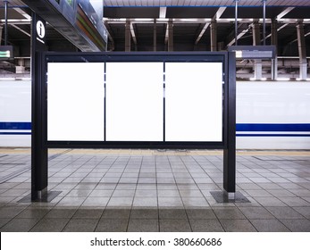 Mock up Posters Blank Template Train schedule Information at Train station