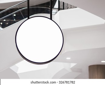 Mock Up Signage Circle Shape Restaurant Business 