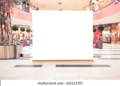 Mock Up. Blank Billboard, Advertising Stand In Modern Shopping Mall