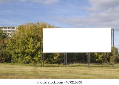 Mock Up. Blank Billboard Outdoors, Outdoor Advertising, Public Information Board On City Road