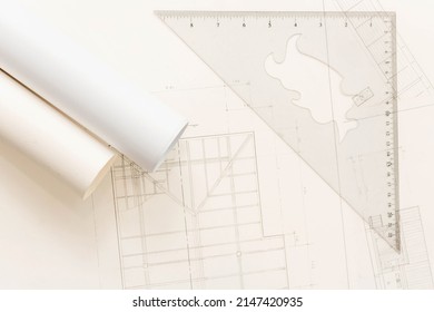 Mockup Architectural Concept Top View Drawing Stock Photo 2147420935