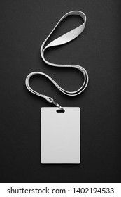 Mockup badge, name tag id, lanyard card on black background. - Shutterstock ID 1402194533