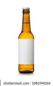 Mockup Beer Bottle With White Label And White Background 