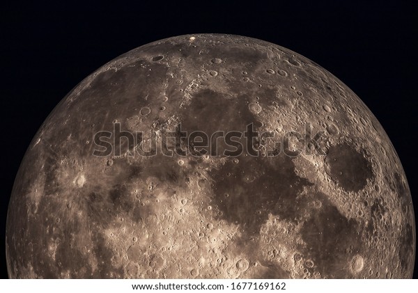 Mockup of the big moon on the ground on a\
black background.