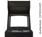 Mock-up of Black Retro Arcade Machine or Cabinet for Two Players With White Buttons. 3D Illustration